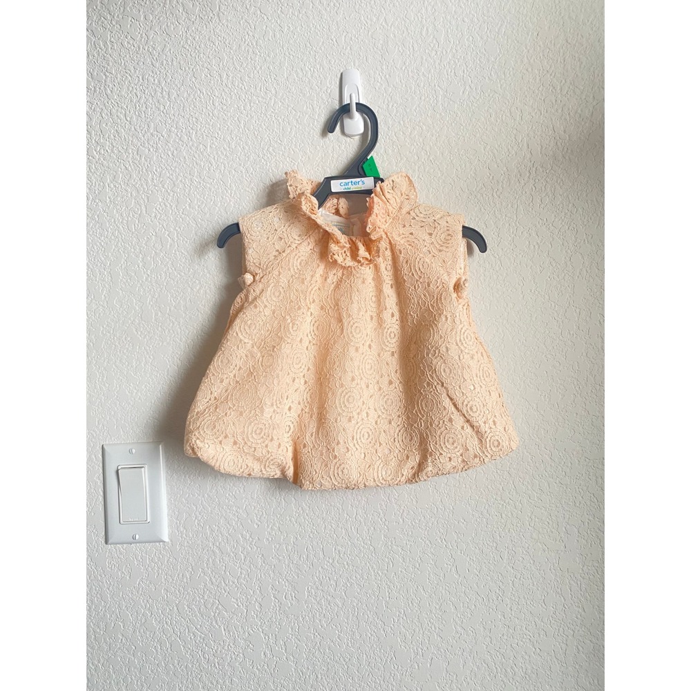Marmellata Baby Girl Floral Lace Ruffle Top Size 6/9M Peach